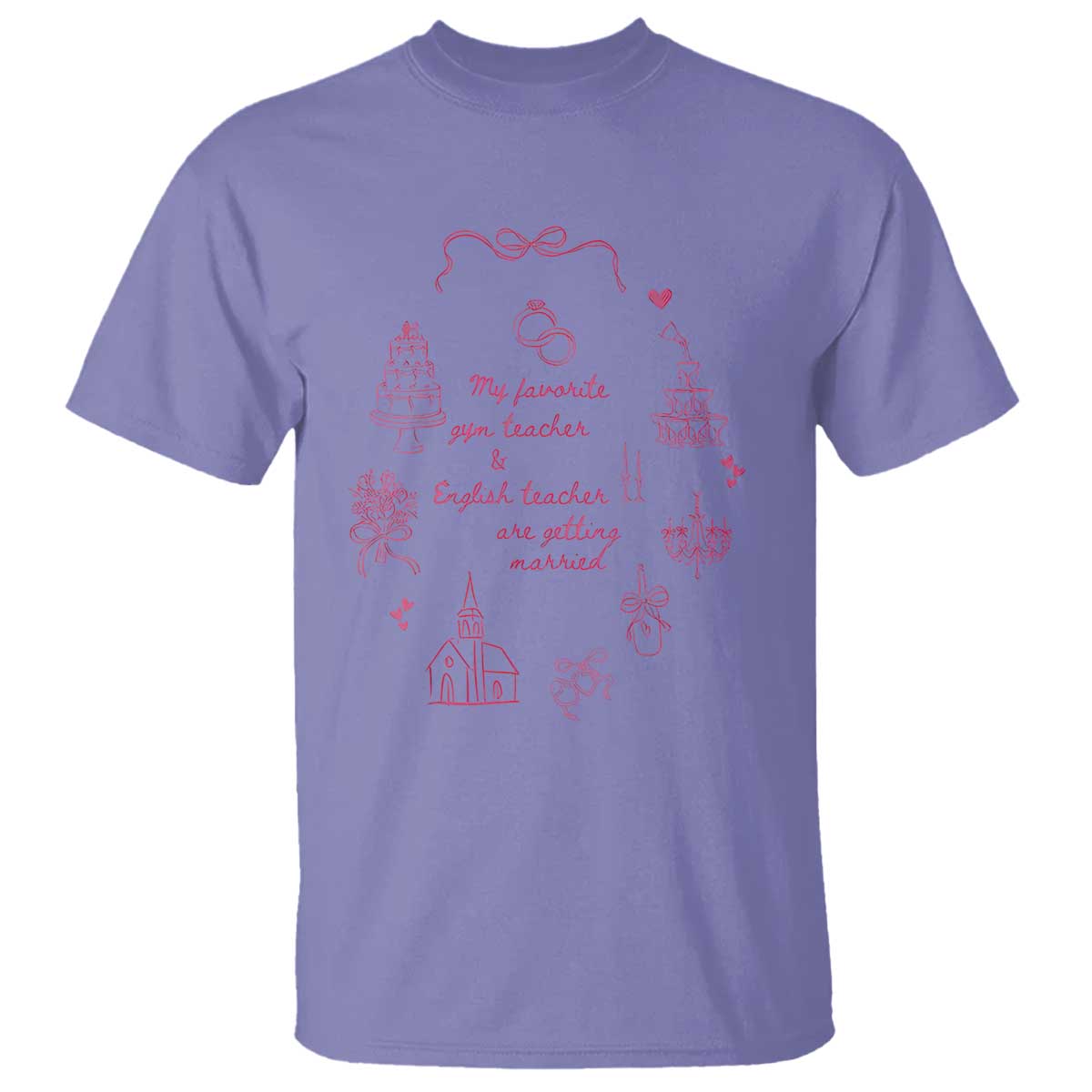 My Favorite Gym Teacher and English Teacher Are Getting Married T Shirt Retro Coquette Bow Wedding Love Story - Wonder Print Shop
