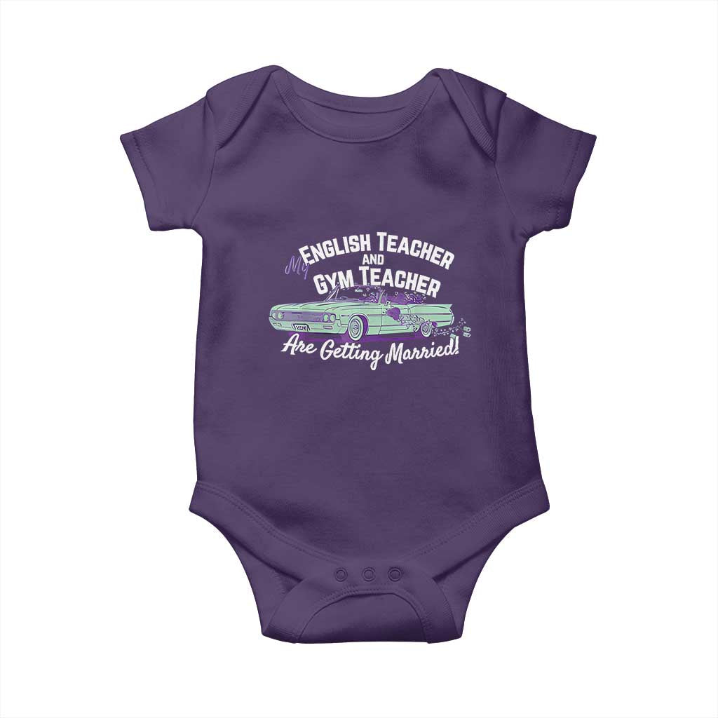 My English Teacher and Gym Teacher Are Getting Married Baby Onesie Vintage Car Wedding Getaway - Wonder Print Shop