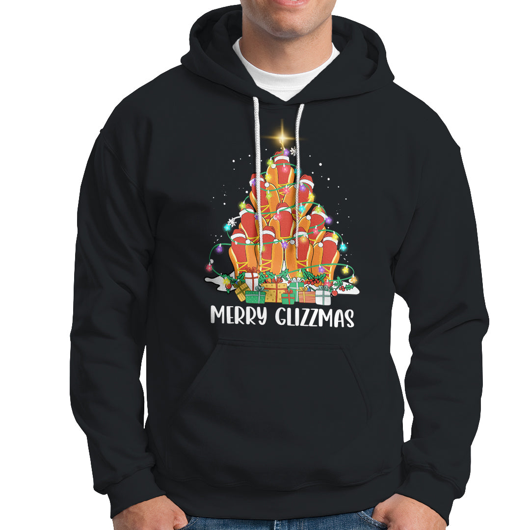 Merry Glizzmas Hoodie Funny Hotdog Christmas Tree - Wonder Print Shop