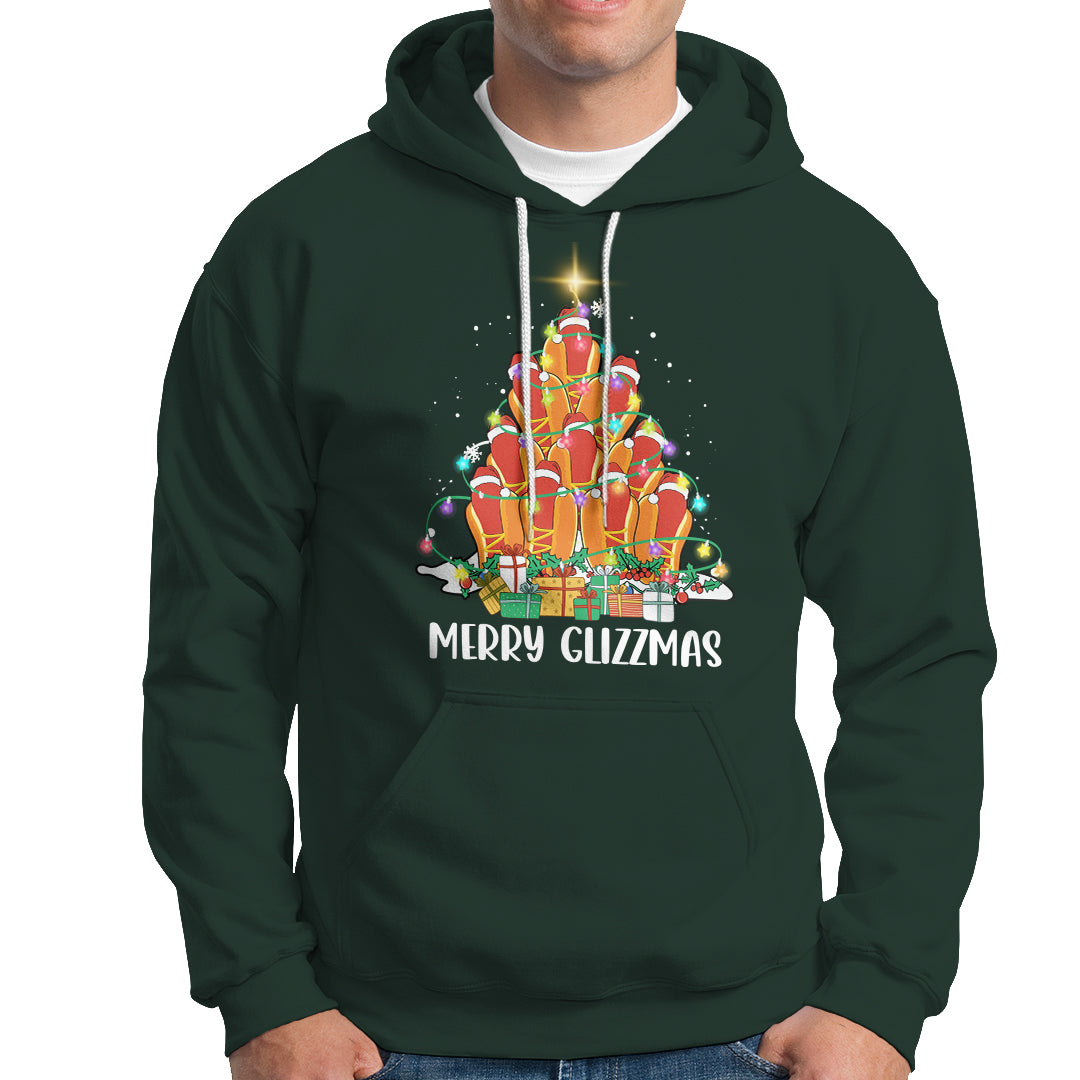 Merry Glizzmas Hoodie Funny Hotdog Christmas Tree - Wonder Print Shop