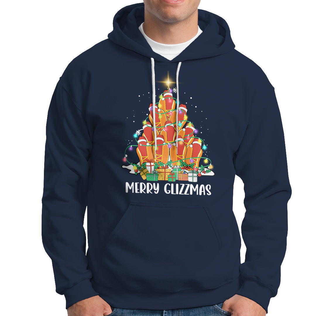 Merry Glizzmas Hoodie Funny Hotdog Christmas Tree - Wonder Print Shop