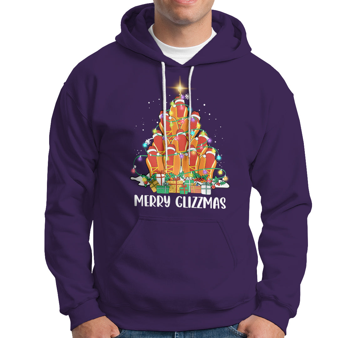 Merry Glizzmas Hoodie Funny Hotdog Christmas Tree - Wonder Print Shop