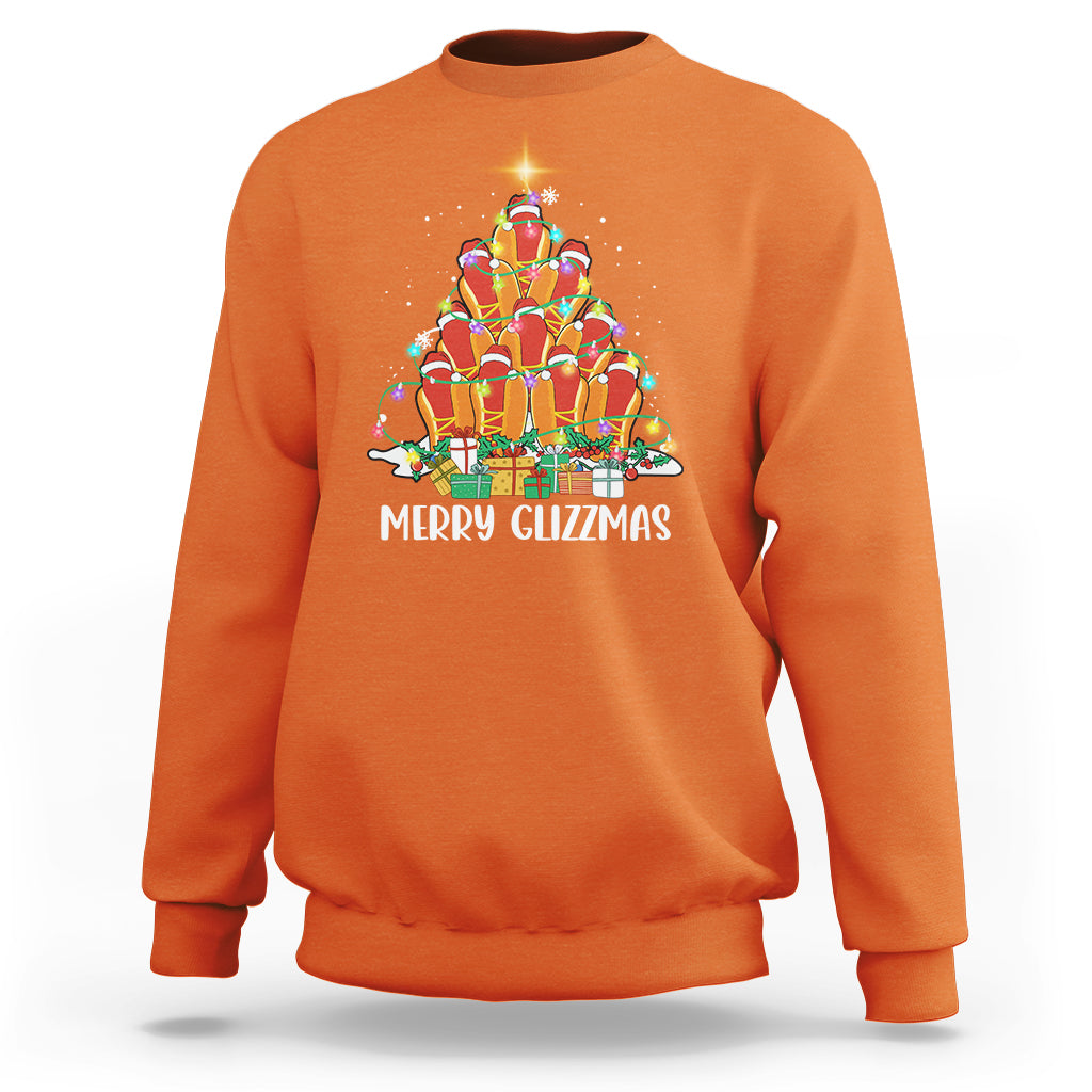 Merry Glizzmas Sweatshirt Funny Hotdog Christmas Tree - Wonder Print Shop