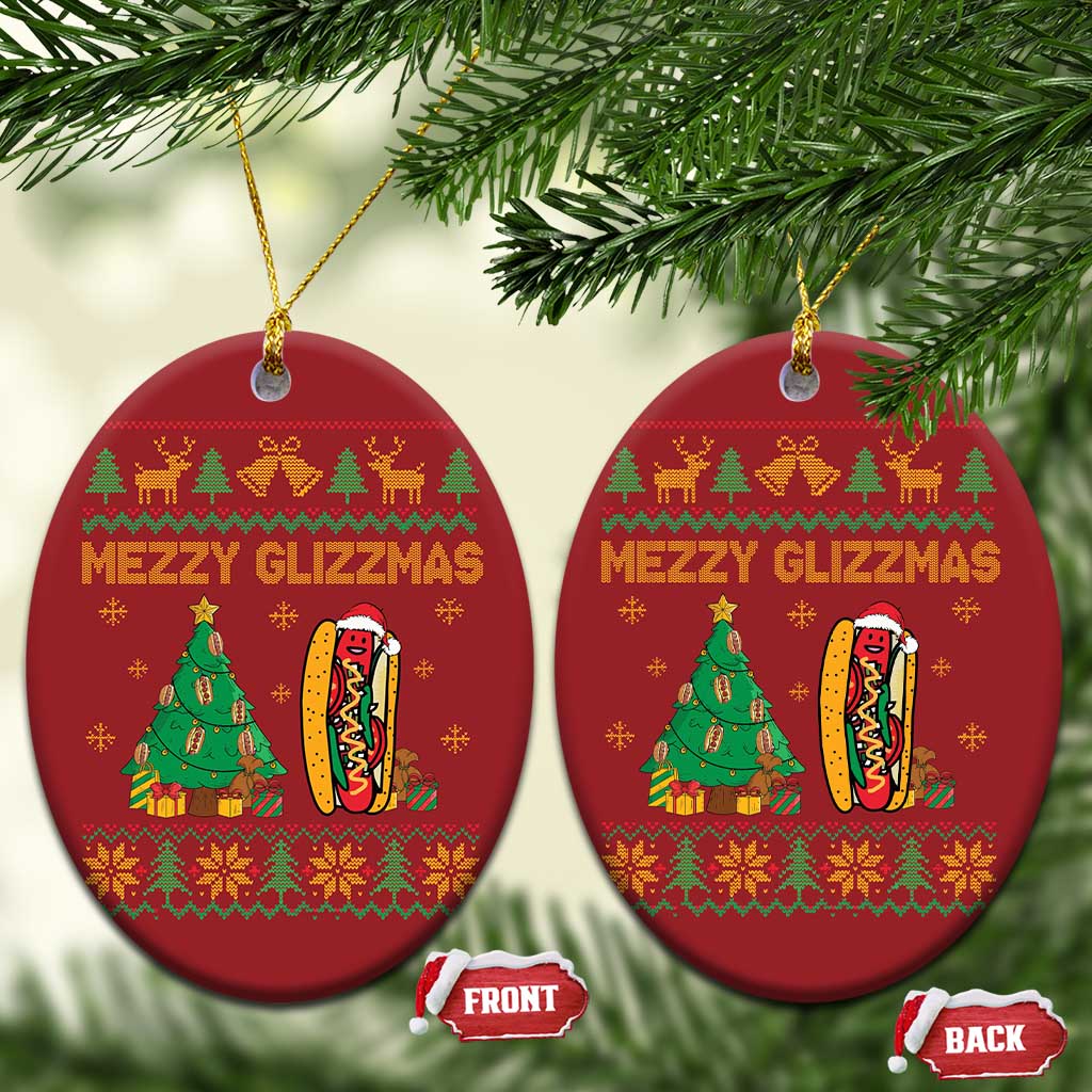 Merry Glizzmas Christmas Ornament Funny Hotdog Xmas Tree Hot Ugly Christmas - Wonder Print Shop