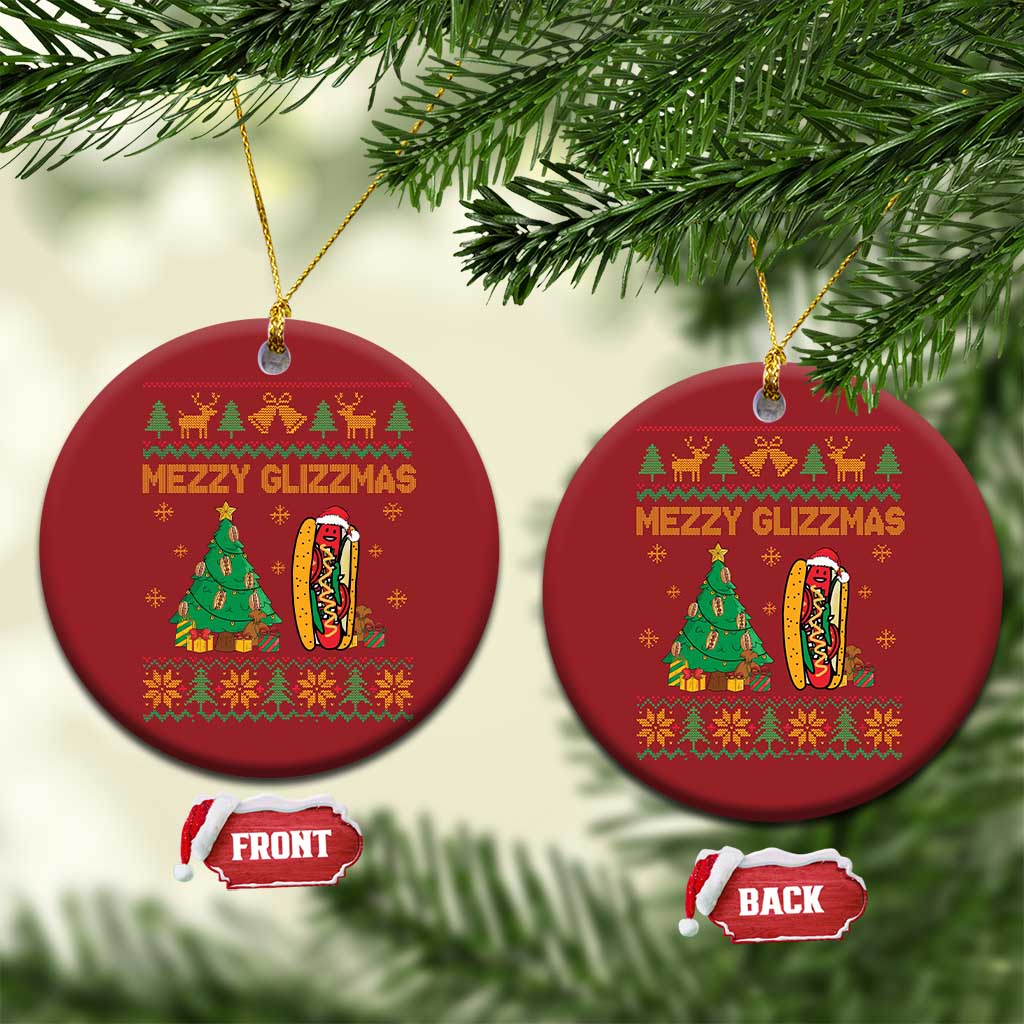 Merry Glizzmas Christmas Ornament Funny Hotdog Xmas Tree Hot Ugly Christmas - Wonder Print Shop