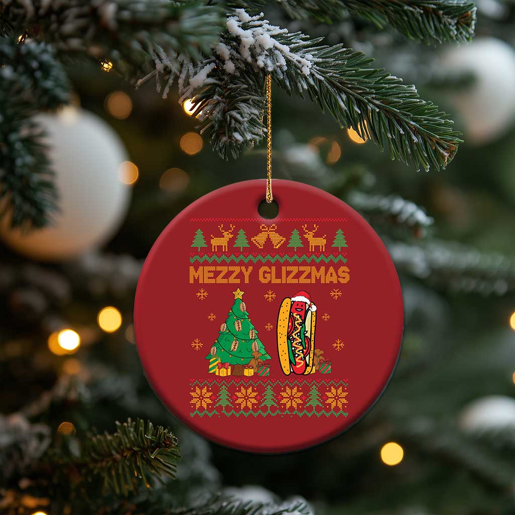 Merry Glizzmas Christmas Ornament Funny Hotdog Xmas Tree Hot Ugly Christmas - Wonder Print Shop