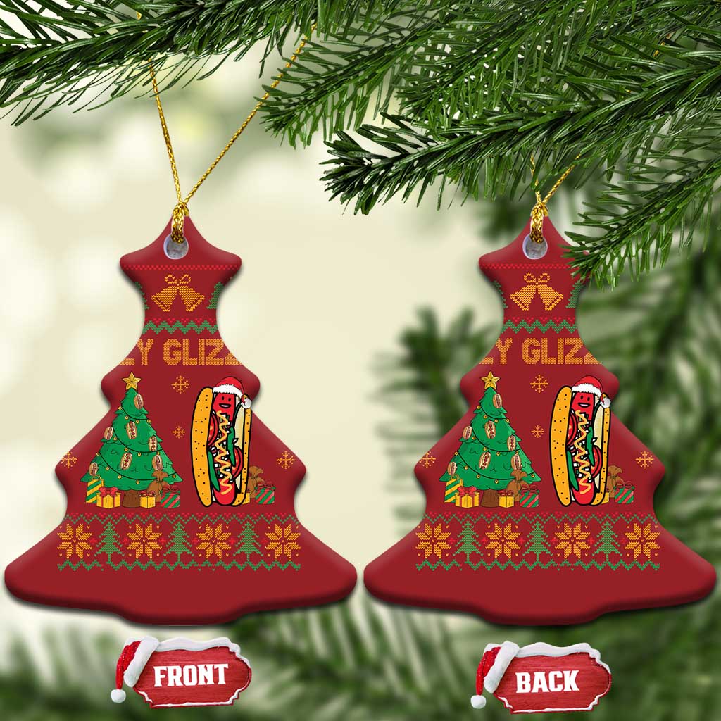 Merry Glizzmas Christmas Ornament Funny Hotdog Xmas Tree Hot Ugly Christmas - Wonder Print Shop