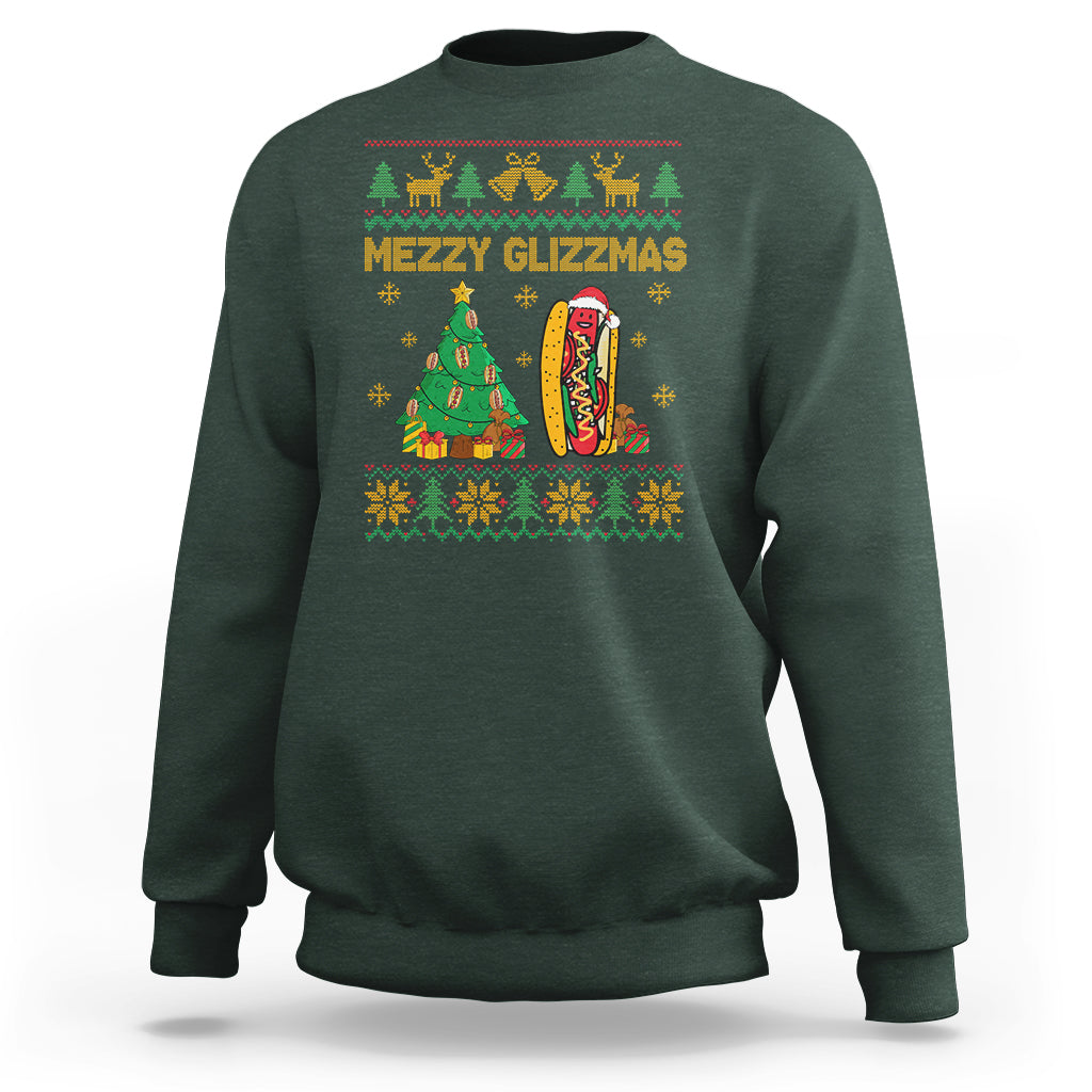 Merry Glizzmas Sweatshirt Funny Hotdog Xmas Tree Hot Ugly Christmas - Wonder Print Shop