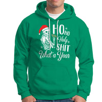 Skeleton Christmas Hoodie Ho Ho Holy Shit What A Year Funny Boujee Xmas Vibe - Wonder Print Shop