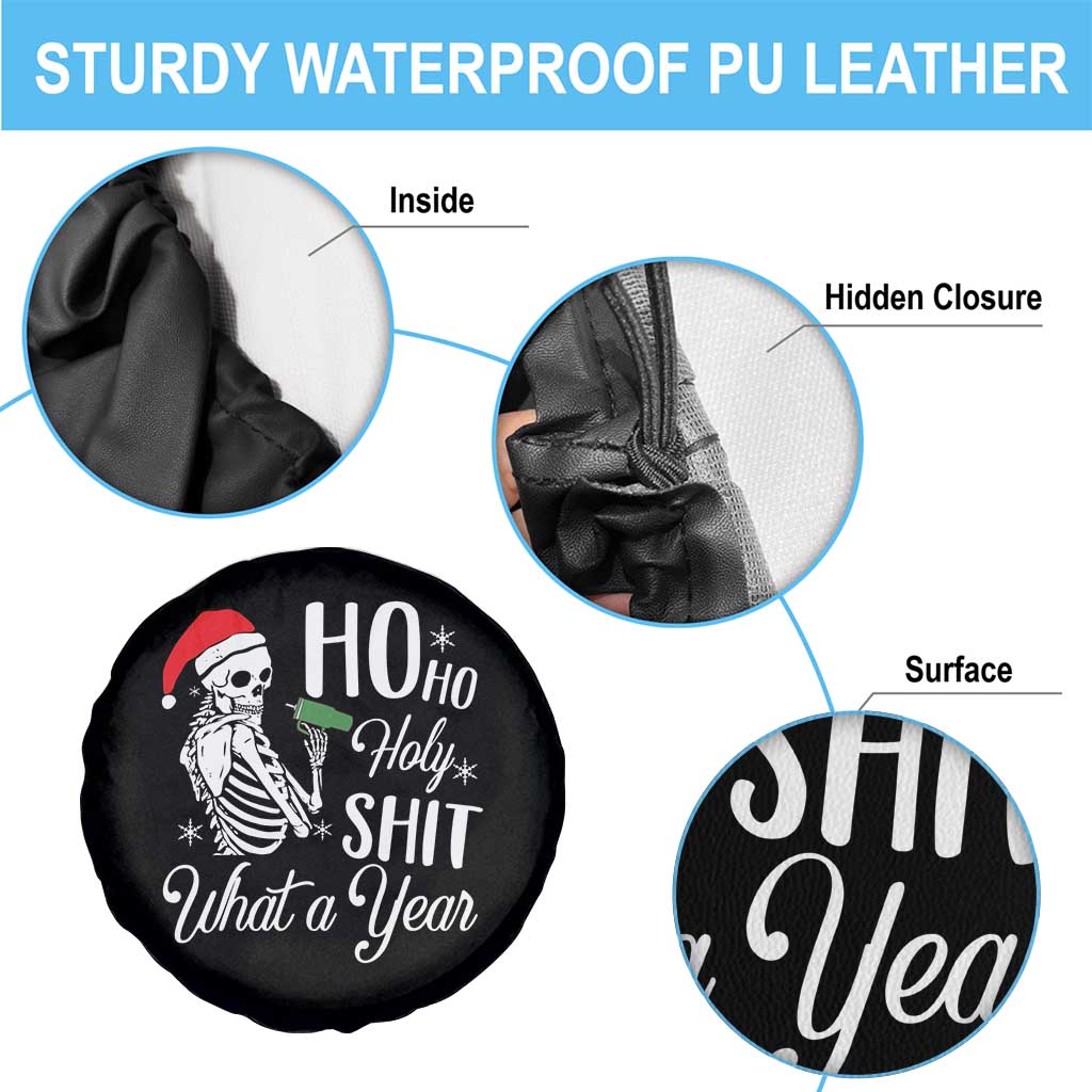 Skeleton Christmas Spare Tire Cover Ho Ho Holy Shit What A Year Funny Boujee Xmas Vibe