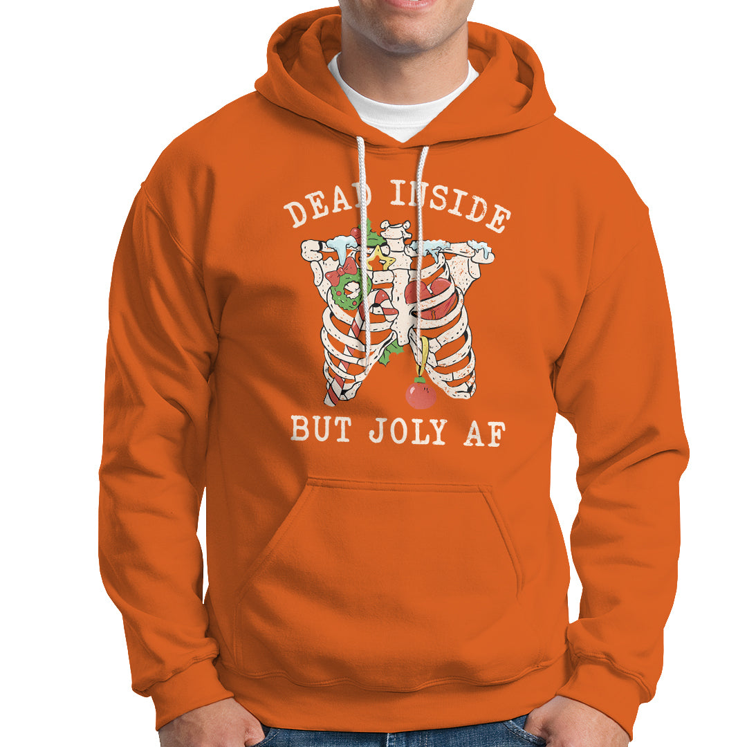 Skeleton Christmas Hoodie Dead Inside But Jolly AF Xmas Vibe - Wonder Print Shop