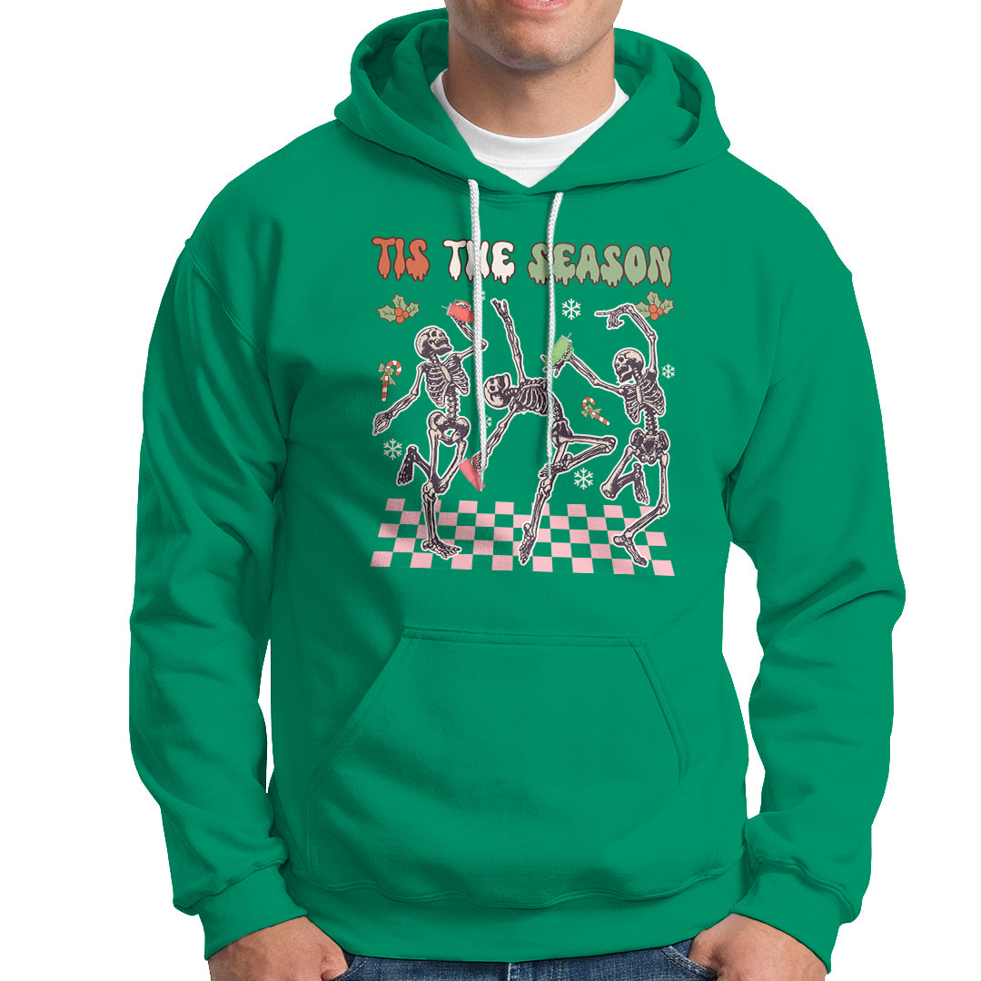 Dancing Skeleton Christmas Hoodie Tis The Season Retro Boujee Xmas Vibe - Wonder Print Shop