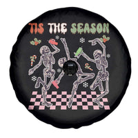 Dancing Skeleton Christmas Spare Tire Cover Tis The Season Retro Boujee Xmas Vibe