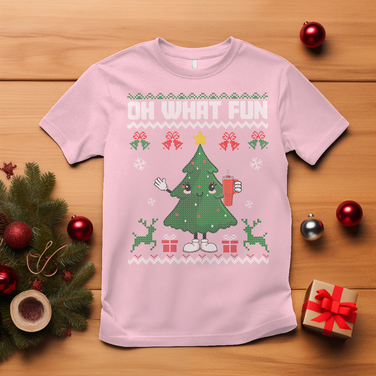 Ugly Christmas T Shirt Oh What Fun Boujee Christmas Tree Funny - Wonder Print Shop