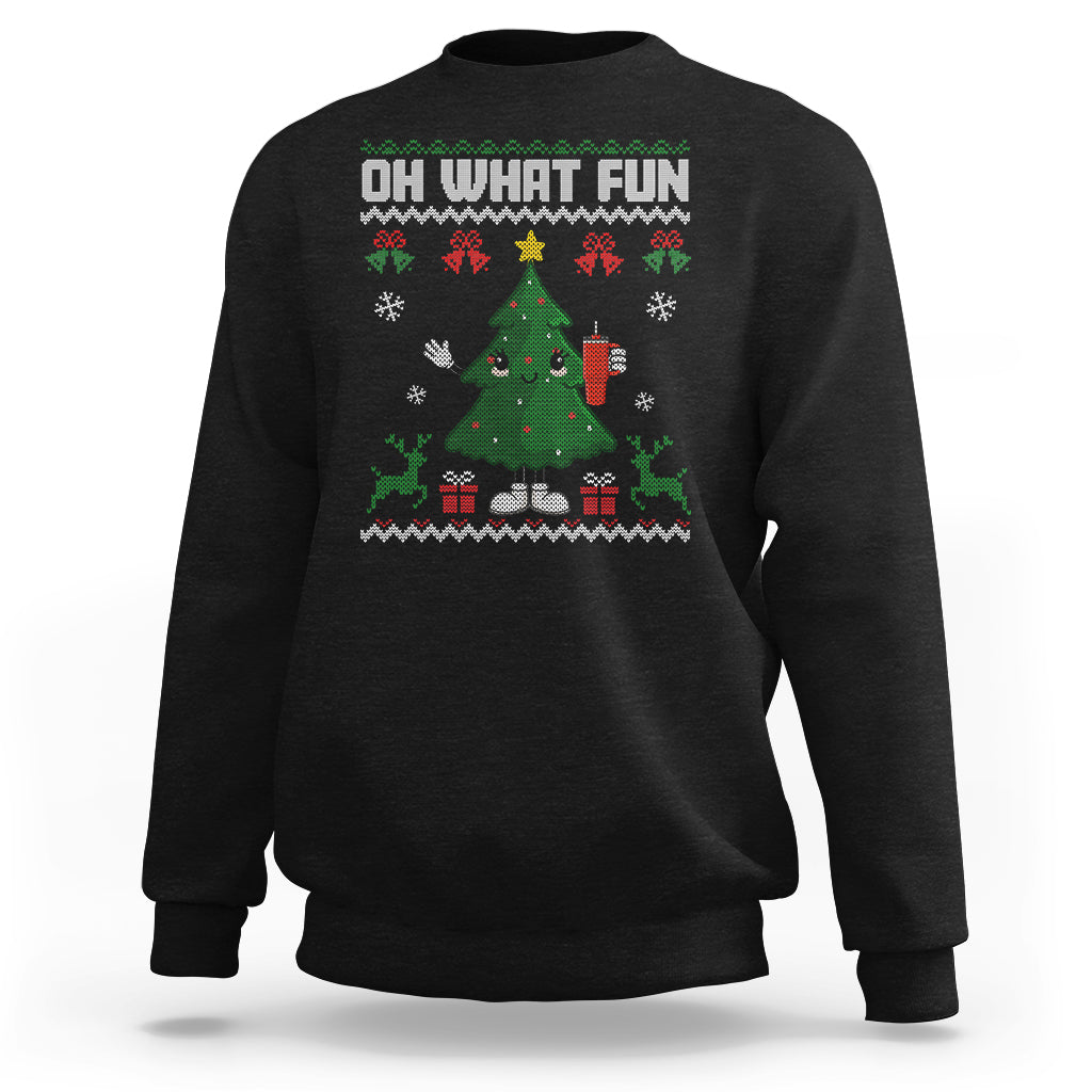 Ugly Christmas Sweatshirt Oh What Fun Boujee Christmas Tree Funny - Wonder Print Shop