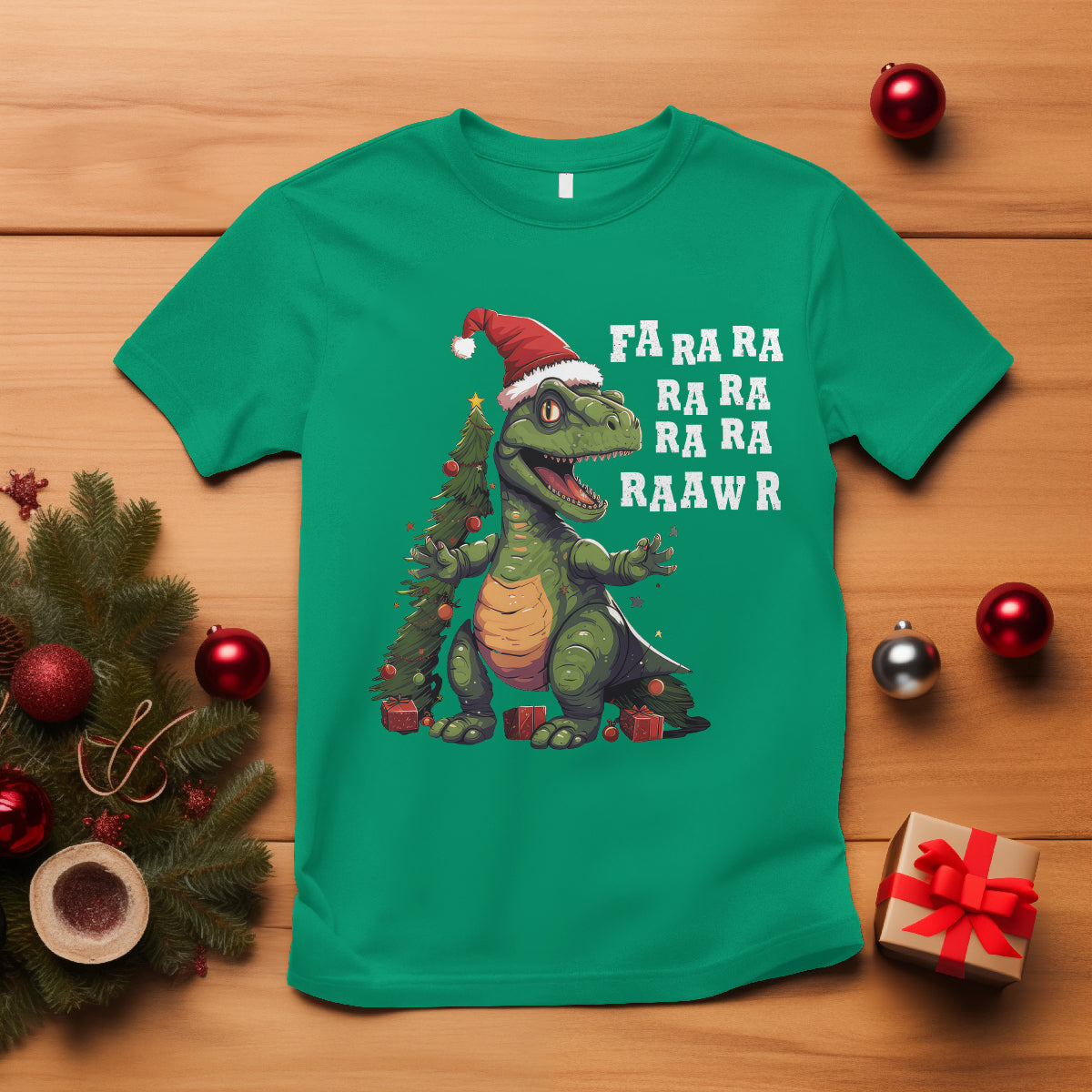 Dinosaur Christmas T Shirt Fa Ra Ra Ra Rawr Xmas Tree Santa Rex Lover - Wonder Print Shop