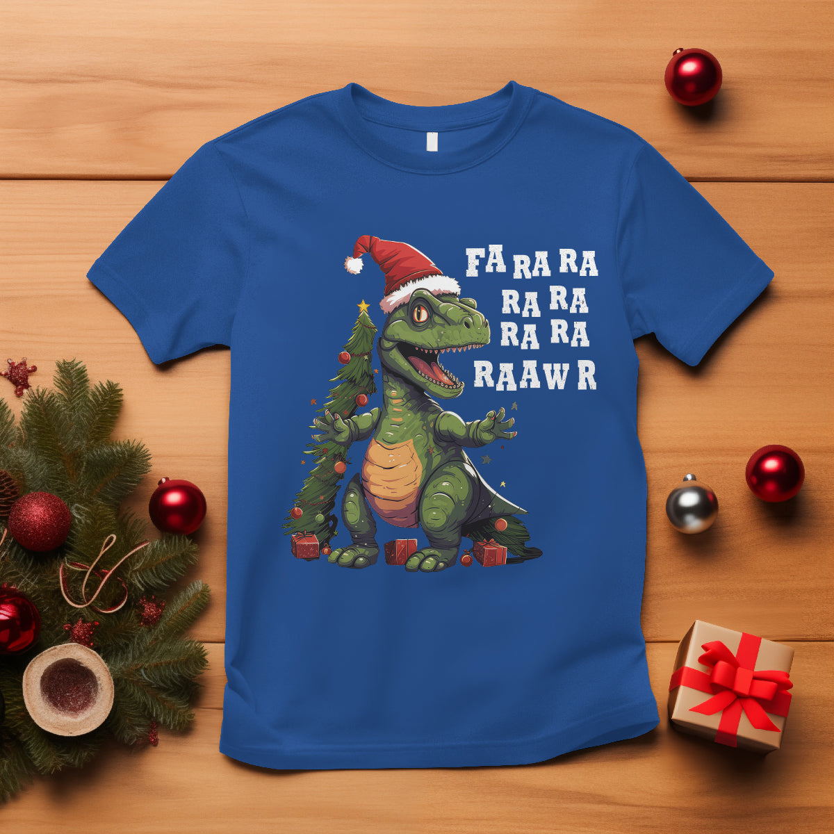 Dinosaur Christmas T Shirt Fa Ra Ra Ra Rawr Xmas Tree Santa Rex Lover - Wonder Print Shop