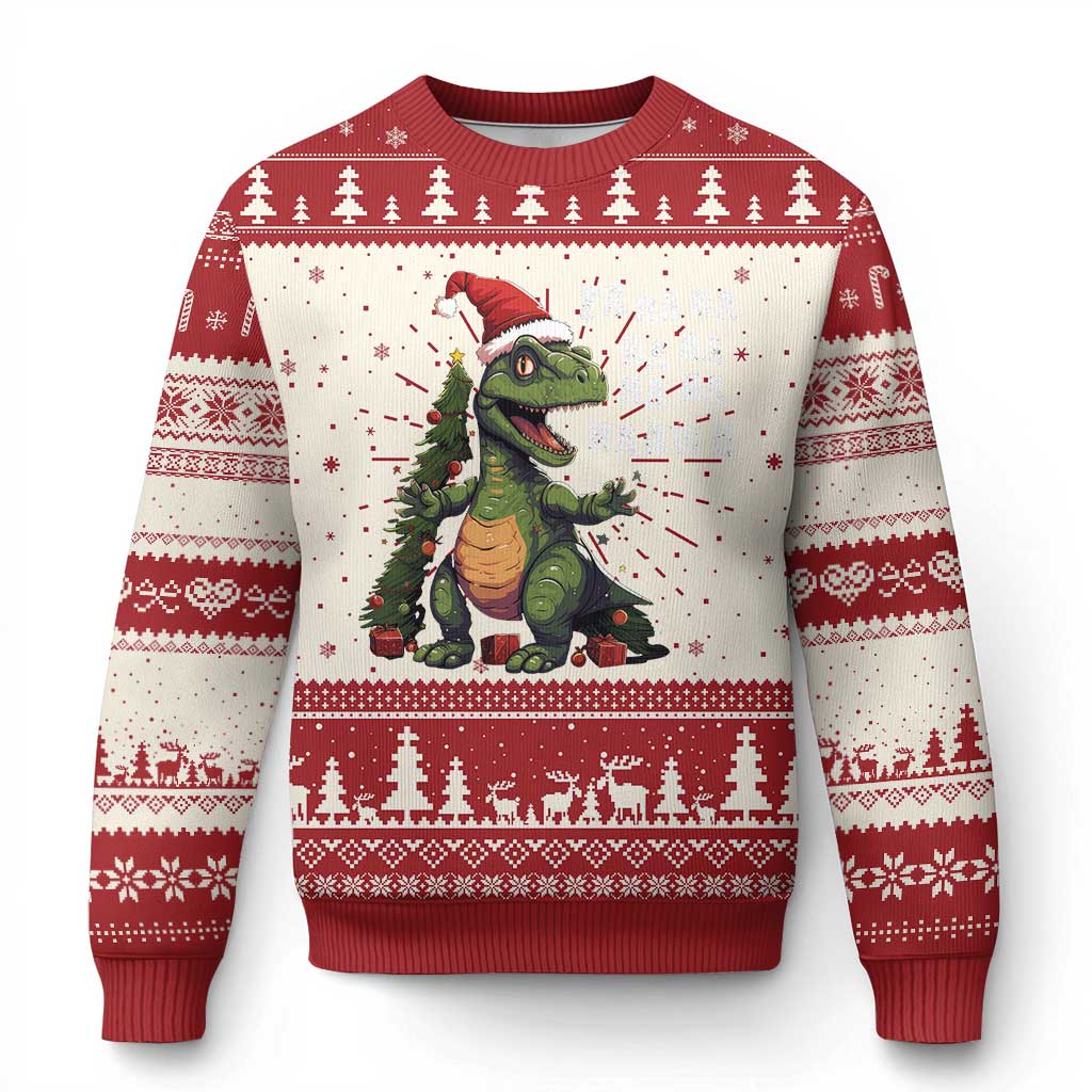 Dinosaur Christmas Ugly Christmas Sweater Fa Ra Ra Ra Rawr Xmas Tree Santa Rex Lover - Wonder Print Shop