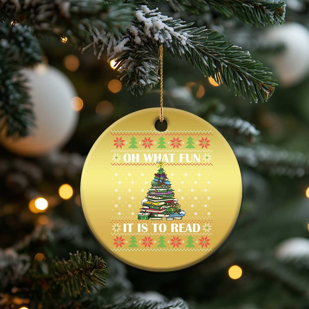Reading Christmas Christmas Ornament Oh What Fun It Is To Read Books Xmas Tree Funny Ugly Sweater - Wonder Print Shop