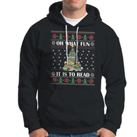 Reading Christmas Hoodie Oh What Fun It Is To Read Books Xmas Tree Funny Ugly Sweater - Wonder Print Shop