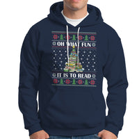 Reading Christmas Hoodie Oh What Fun It Is To Read Books Xmas Tree Funny Ugly Sweater - Wonder Print Shop