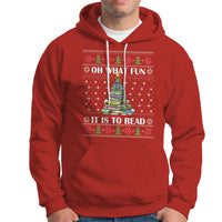 Reading Christmas Hoodie Oh What Fun It Is To Read Books Xmas Tree Funny Ugly Sweater - Wonder Print Shop