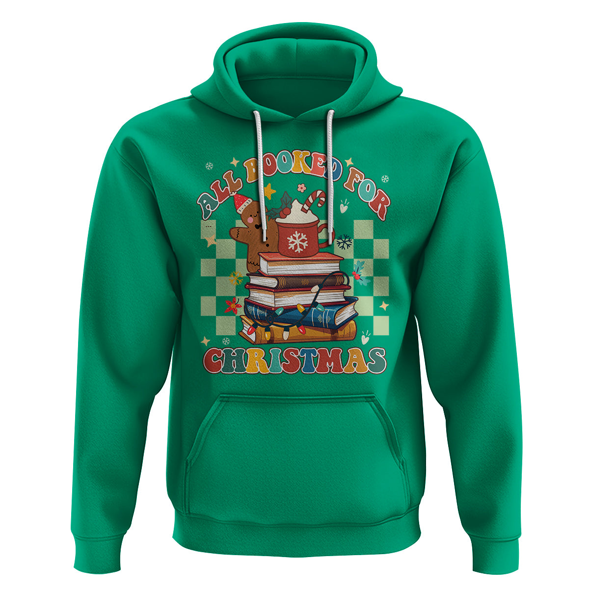 Reading Christmas Hoodie All Booked For Xmas Books and Cocoa Lover - Wonder Print Shop