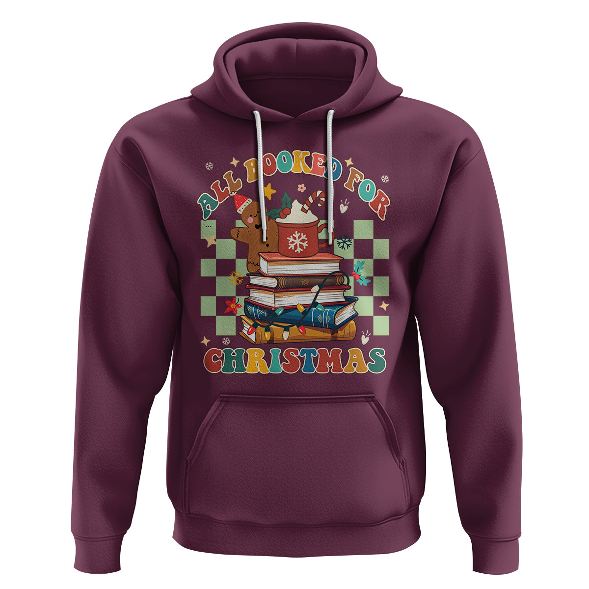 Reading Christmas Hoodie All Booked For Xmas Books and Cocoa Lover - Wonder Print Shop
