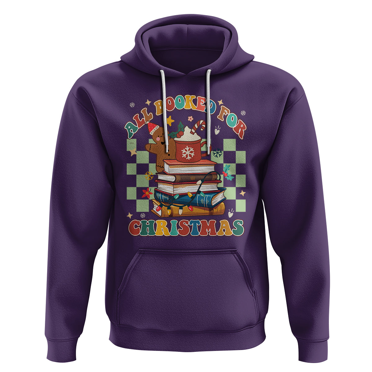 Reading Christmas Hoodie All Booked For Xmas Books and Cocoa Lover - Wonder Print Shop