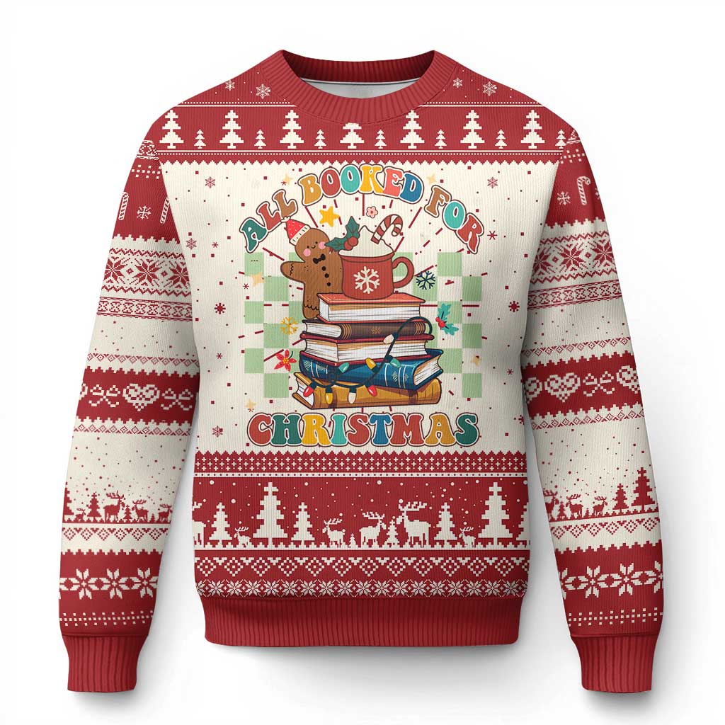 Reading Christmas Ugly Christmas Sweater All Booked For Xmas Books and Cocoa Lover - Wonder Print Shop