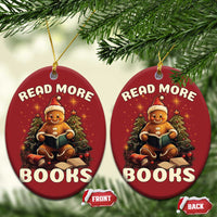 Reading Gingerbread Christmas Ornament Read More Books Funny Christmas Teacher Student Book Lovers - Wonder Print Shop