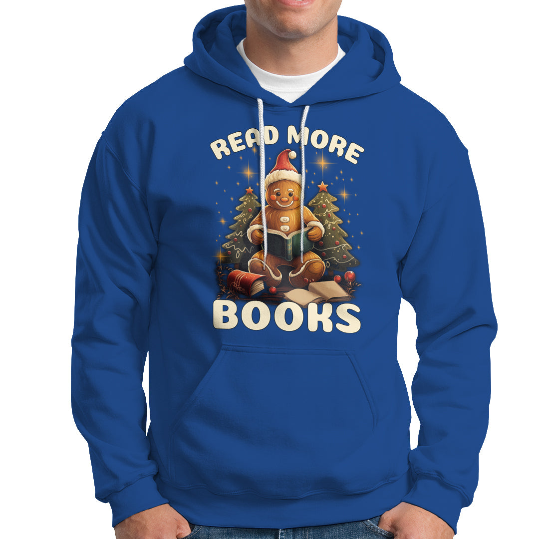 Reading Gingerbread Hoodie Read More Books Funny Christmas Teacher Student Book Lovers - Wonder Print Shop