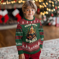 Reading Gingerbread Ugly Christmas Sweater Read More Books Funny Christmas Teacher Student Book Lovers - Wonder Print Shop