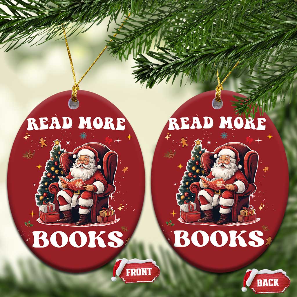 Santa Reading Lover Christmas Ornament Read More Books - Wonder Print Shop
