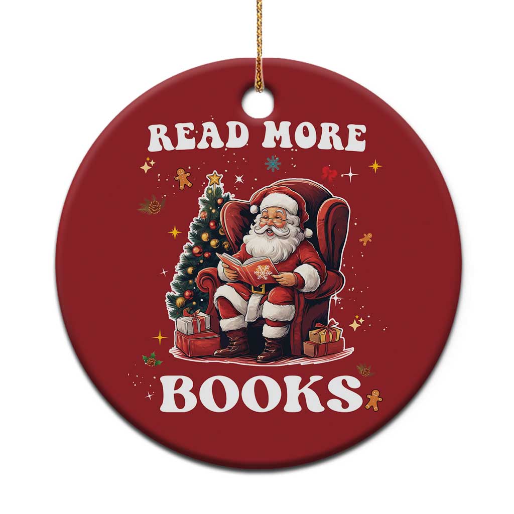 Santa Reading Lover Christmas Ornament Read More Books - Wonder Print Shop