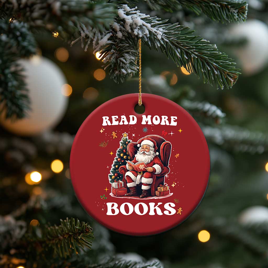 Santa Reading Lover Christmas Ornament Read More Books - Wonder Print Shop