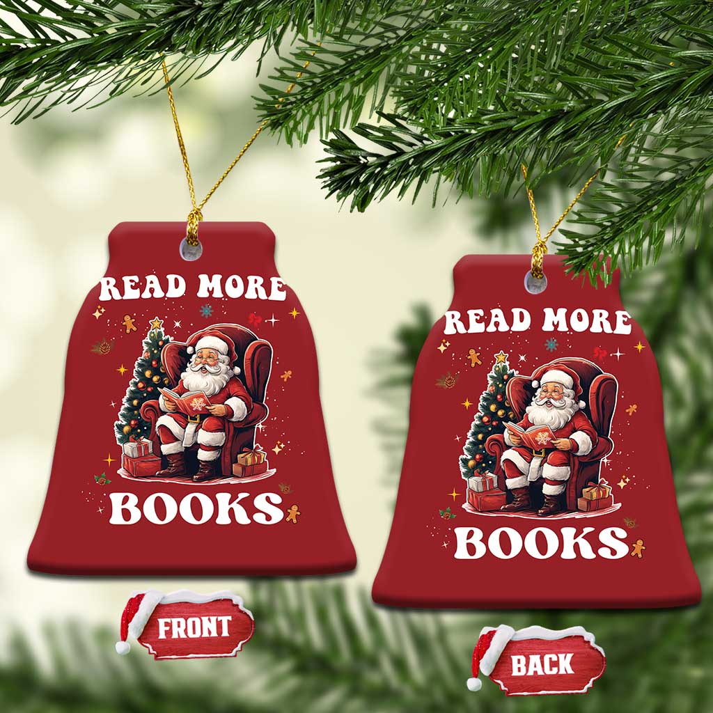 Santa Reading Lover Christmas Ornament Read More Books - Wonder Print Shop