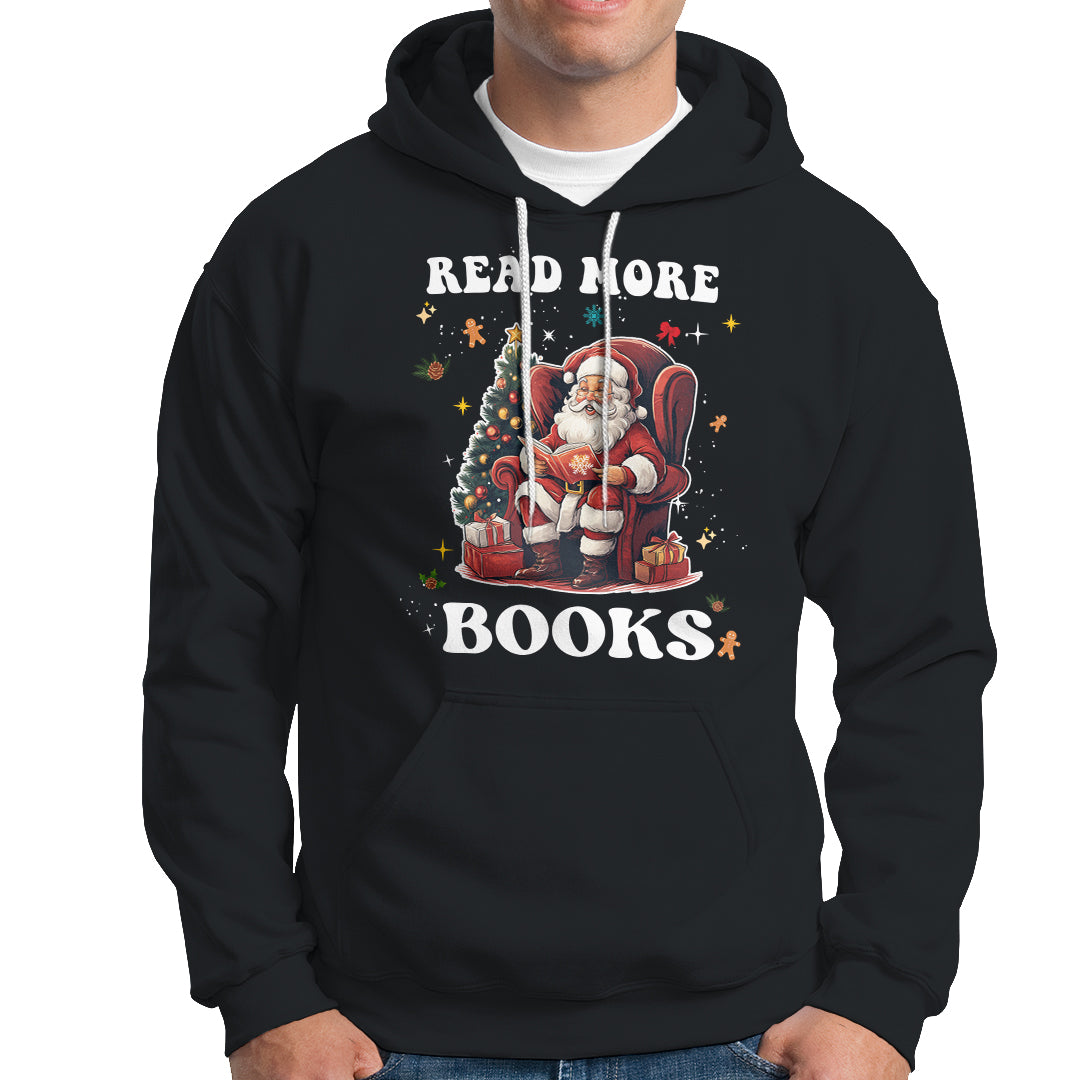Reading Santa Hoodie Read More Books Funny Christmas Teacher Student Book Lovers - Wonder Print Shop
