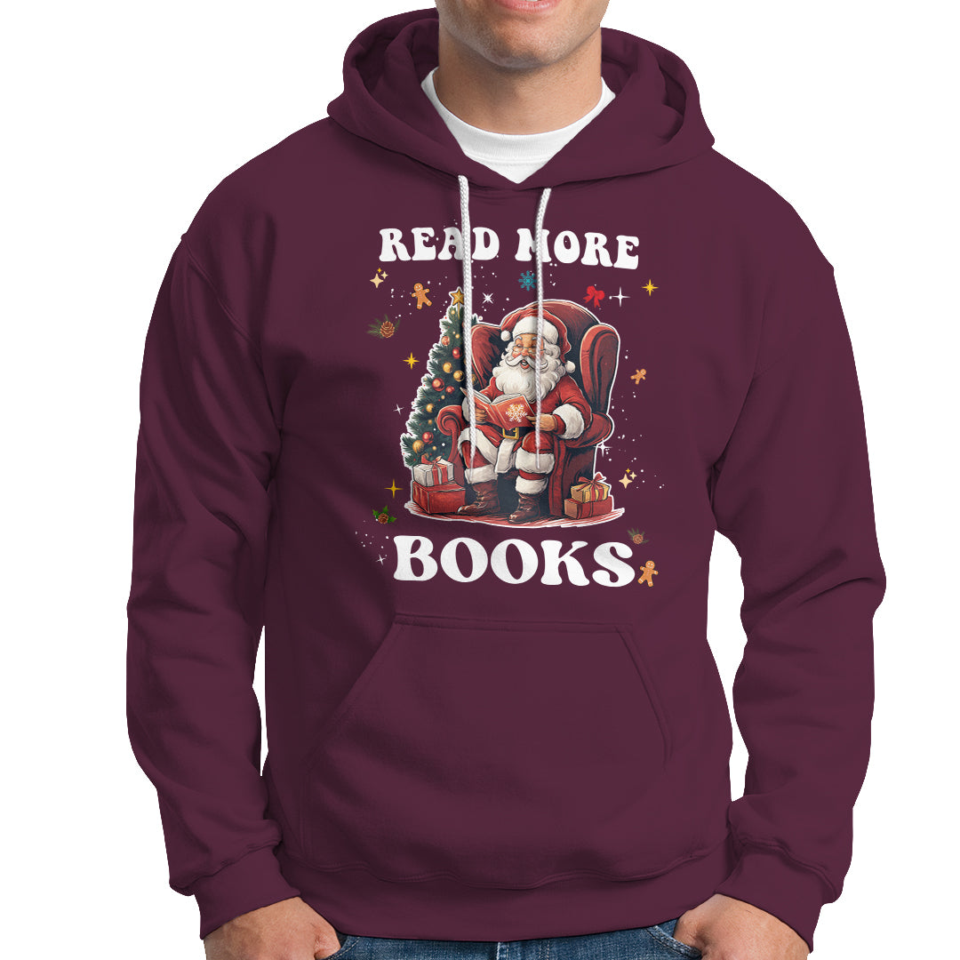Reading Santa Hoodie Read More Books Funny Christmas Teacher Student Book Lovers - Wonder Print Shop