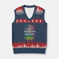 African American Pride V-Neck Knit Sweater Vest American Grown With African Roots African American Flag Tree - Wonder Print Shop