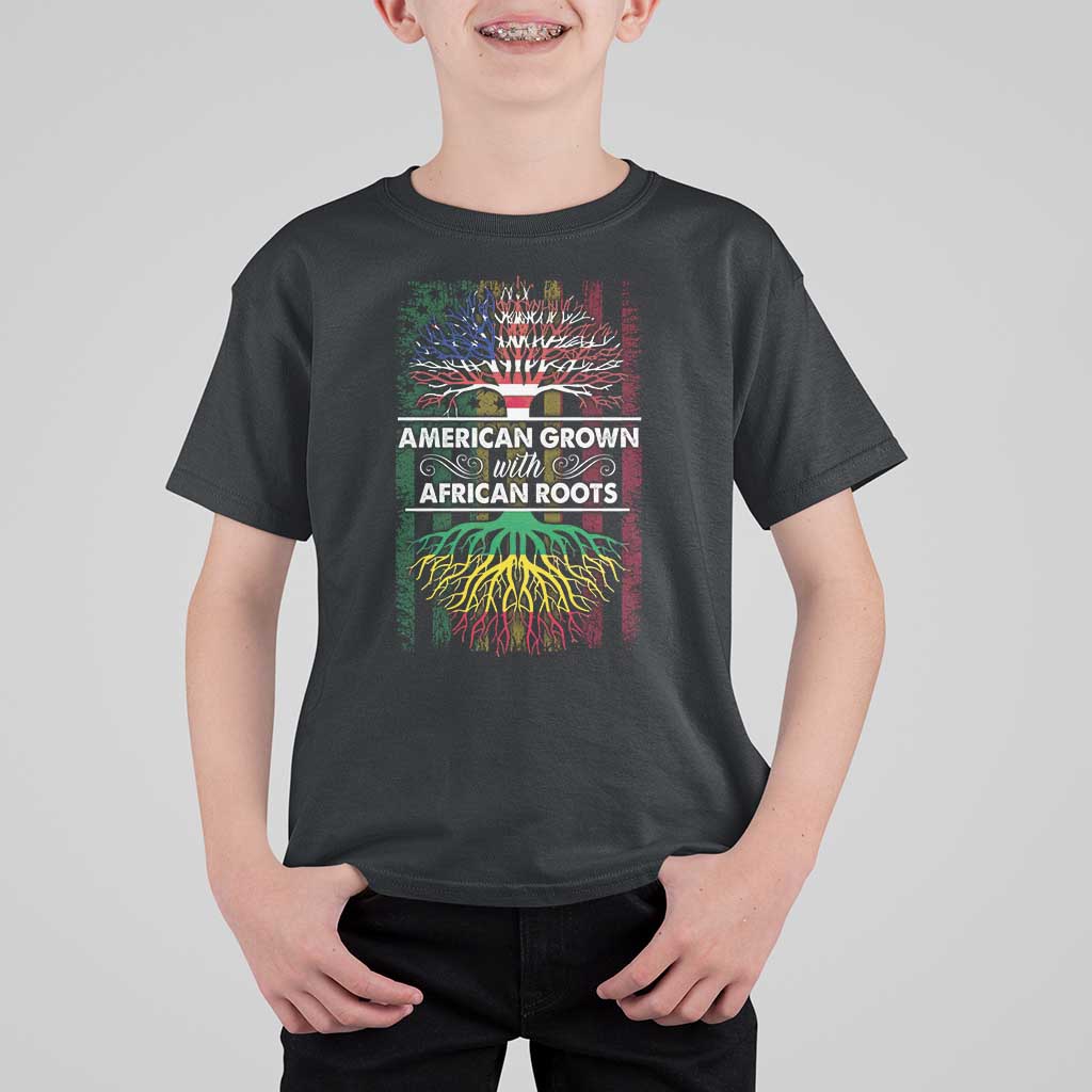 African American Pride T Shirt For Kid American Grown With African Roots African American Flag Tree