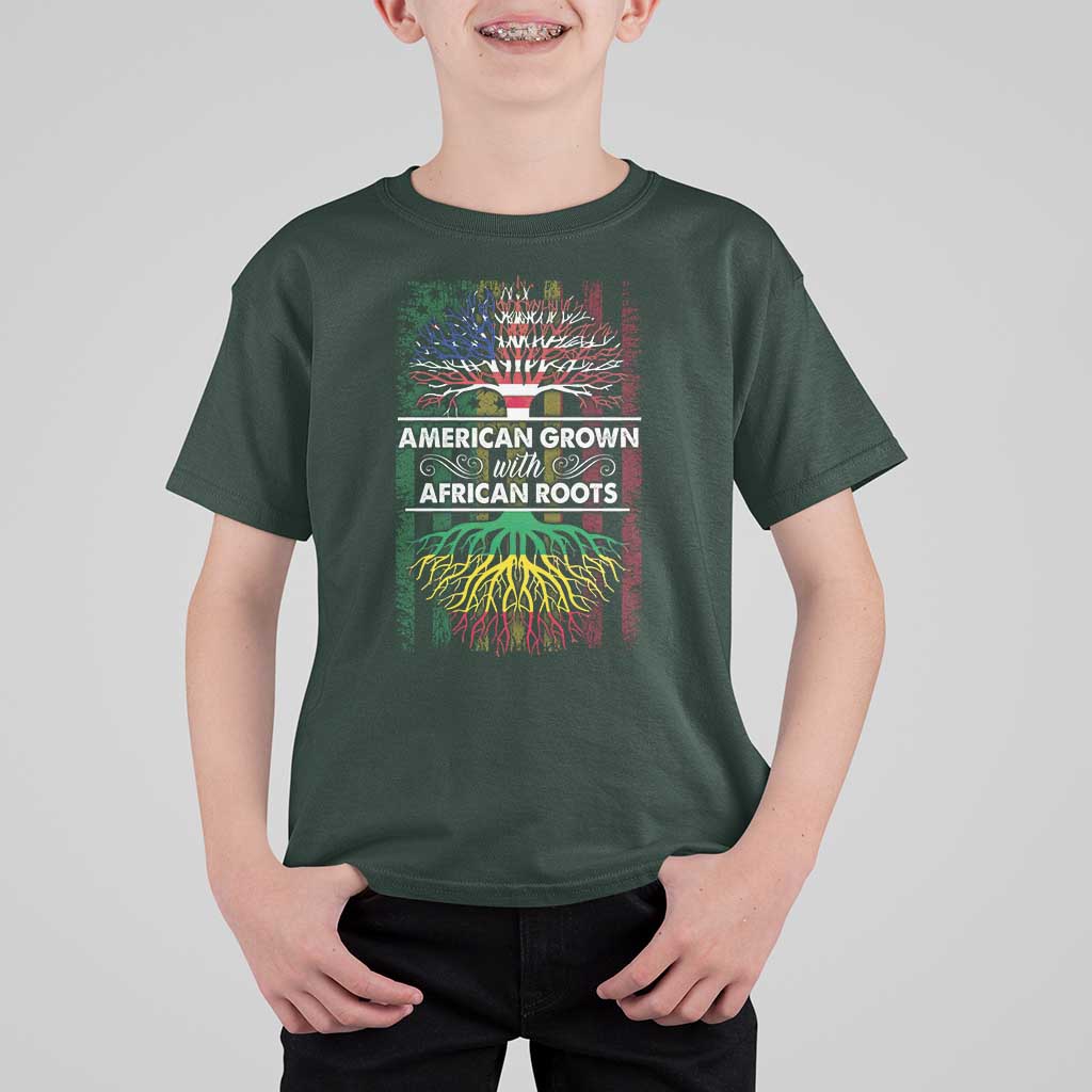 African American Pride T Shirt For Kid American Grown With African Roots African American Flag Tree