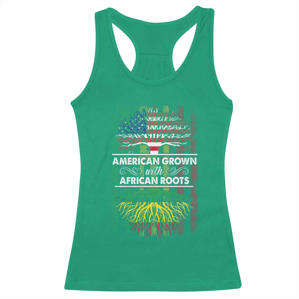 African American Pride Racerback Tank Top American Grown With African Roots African American Flag Tree
