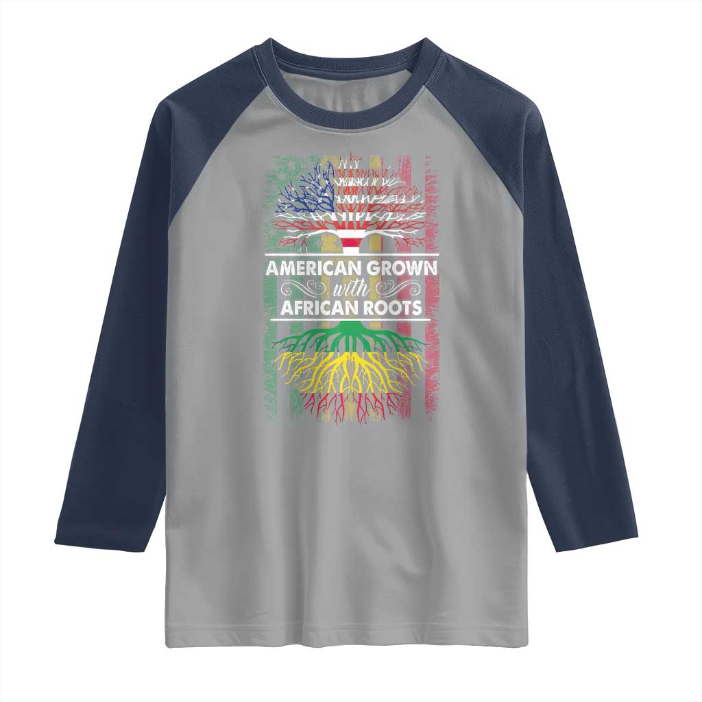 African American Roots Raglan Shirt American Grown With African Roots US Flag Tree