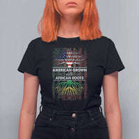 African American Pride T Shirt For Women American Grown With African Roots African American Flag Tree