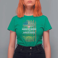 African American Pride T Shirt For Women American Grown With African Roots African American Flag Tree