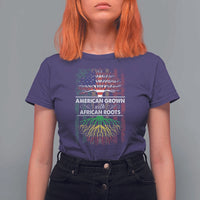 African American Pride T Shirt For Women American Grown With African Roots African American Flag Tree