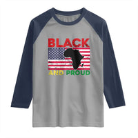 African American Raglan Shirt Black And Proud US Flag Africa Map