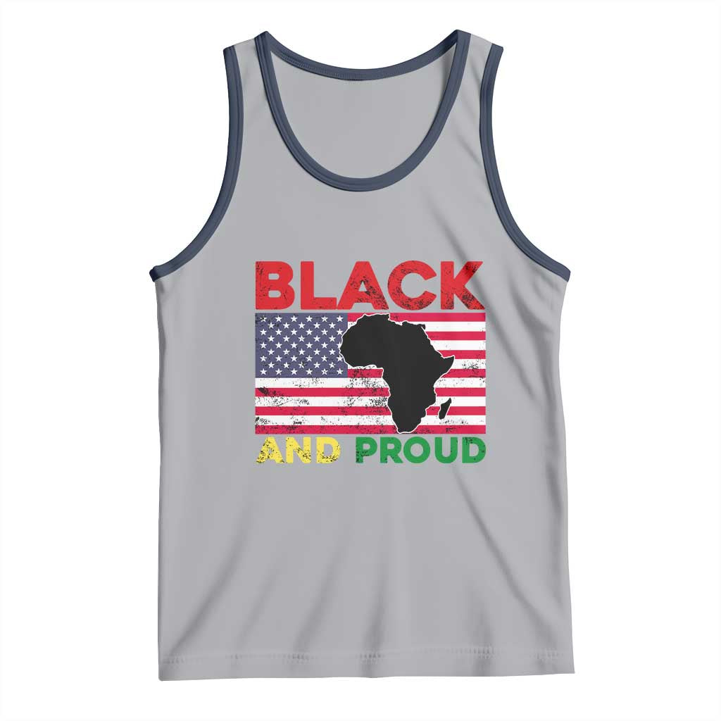 African American Tank Top Black And Proud US Flag Africa Map