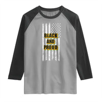 African American Raglan Shirt Black And Proud US Flag BHM